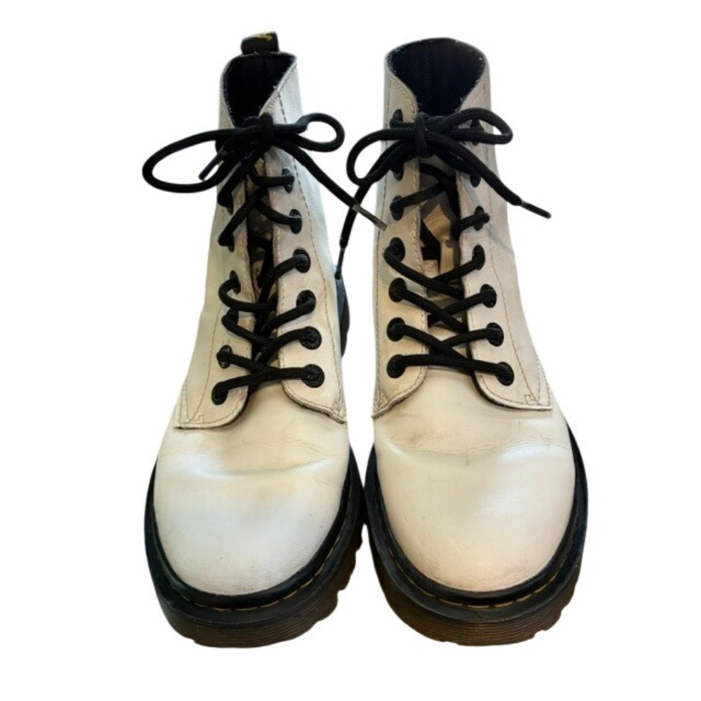 Dr. Martens Luana Combat Boots Women 7 White Good Lace Up Leather AW004 SK10T